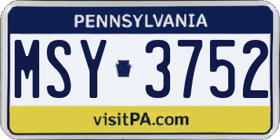 PA license plate MSY3752