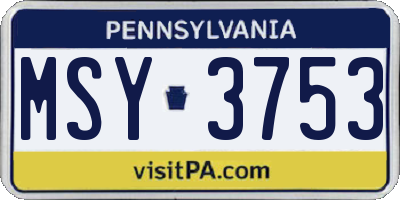 PA license plate MSY3753