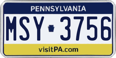 PA license plate MSY3756