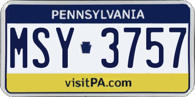 PA license plate MSY3757