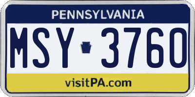 PA license plate MSY3760