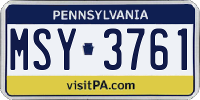 PA license plate MSY3761