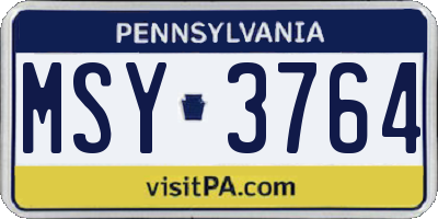 PA license plate MSY3764
