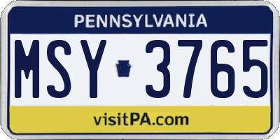 PA license plate MSY3765