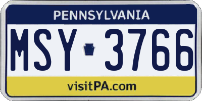PA license plate MSY3766
