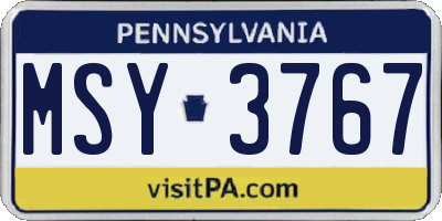 PA license plate MSY3767
