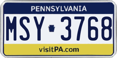 PA license plate MSY3768