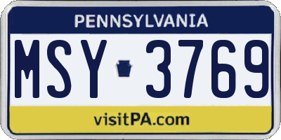 PA license plate MSY3769