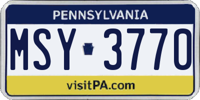 PA license plate MSY3770