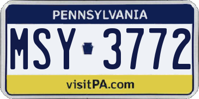 PA license plate MSY3772