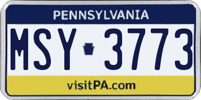 PA license plate MSY3773