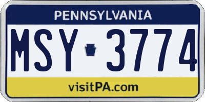 PA license plate MSY3774