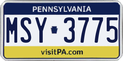 PA license plate MSY3775