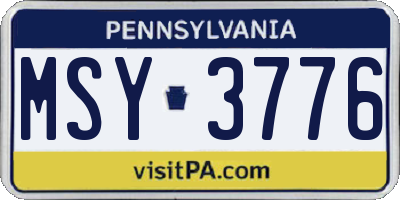 PA license plate MSY3776