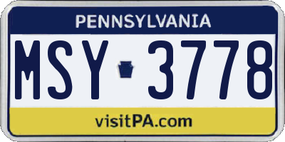 PA license plate MSY3778