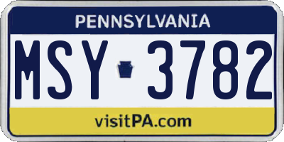 PA license plate MSY3782