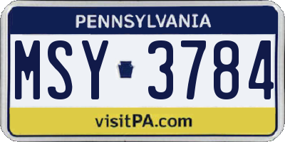 PA license plate MSY3784