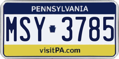 PA license plate MSY3785