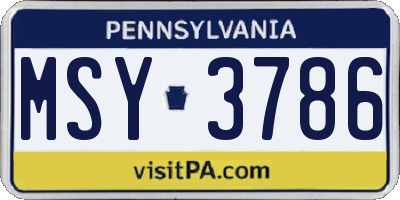PA license plate MSY3786