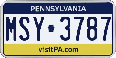 PA license plate MSY3787