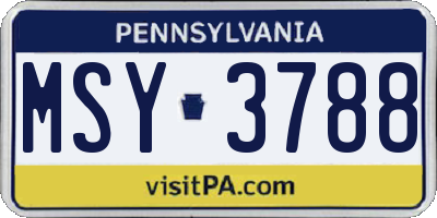 PA license plate MSY3788