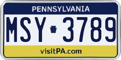 PA license plate MSY3789