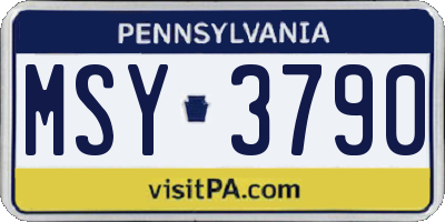 PA license plate MSY3790