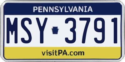 PA license plate MSY3791