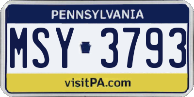 PA license plate MSY3793