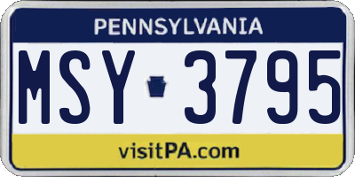 PA license plate MSY3795