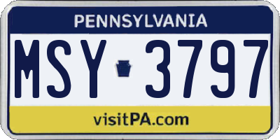 PA license plate MSY3797