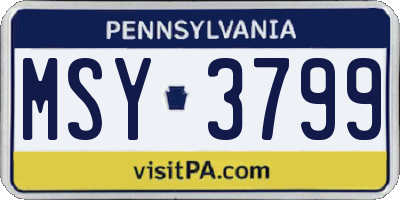 PA license plate MSY3799