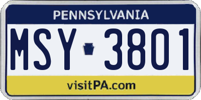 PA license plate MSY3801