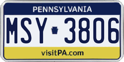 PA license plate MSY3806