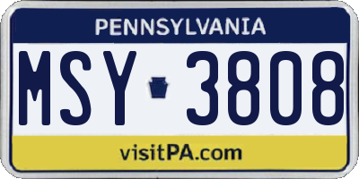 PA license plate MSY3808
