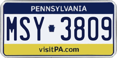 PA license plate MSY3809