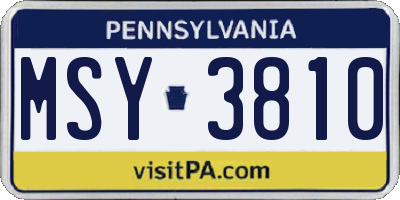 PA license plate MSY3810