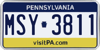 PA license plate MSY3811
