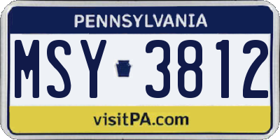 PA license plate MSY3812