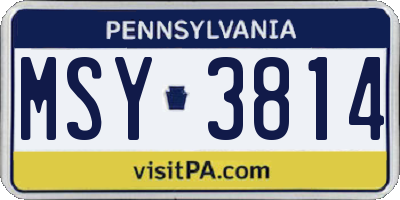 PA license plate MSY3814