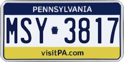 PA license plate MSY3817