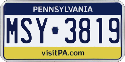PA license plate MSY3819