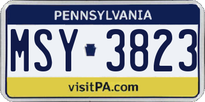 PA license plate MSY3823