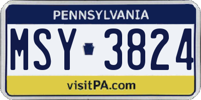 PA license plate MSY3824