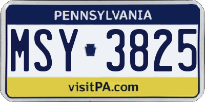 PA license plate MSY3825