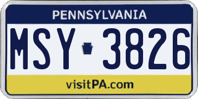 PA license plate MSY3826