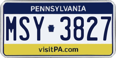 PA license plate MSY3827