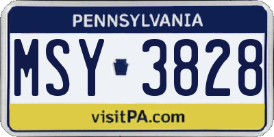 PA license plate MSY3828