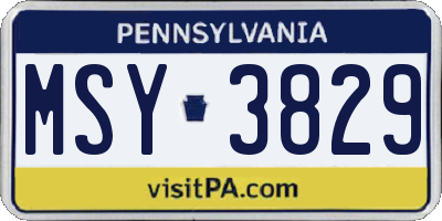 PA license plate MSY3829