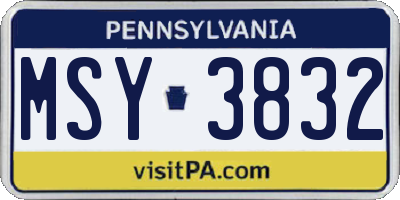 PA license plate MSY3832